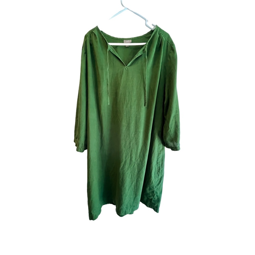 Emerald Green Linen shift dress, J.Jill XL